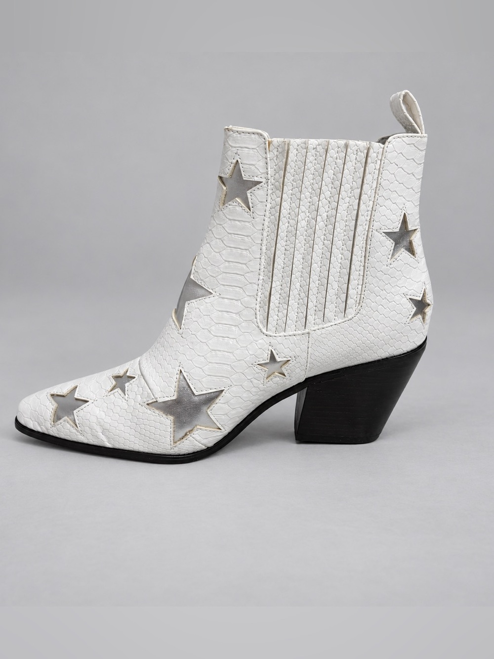 Betsey Johnson Izak White Snake Embossed Silver Star Festival Western Boots 7.5 - Picture 7 of 10